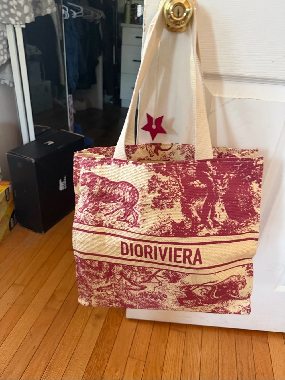 Dioriviera Canvas Tote Bag - Cream and Pink Toile